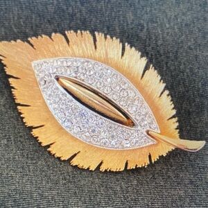 Elegant Gold and Silver Leaf Brooch